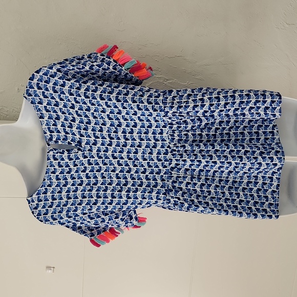 Andree By Unit Blue Print Tassel Blouse Shirt S - Picture 3 of 5